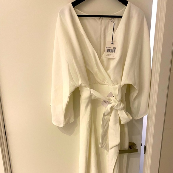 White, Crepe Dress US 8-10, AS 14 Signora MIDI Dress- Tussah - Picture 2 of 5